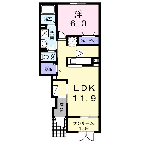 サニーフラットＤ（103） 間取り図画像