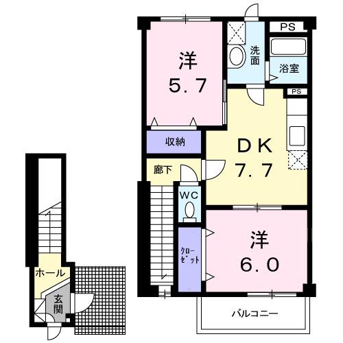 ソレイユルヴァンＡ（202） 間取り図画像