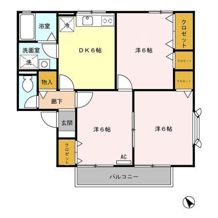 Ｃｒｅｓｅｎｔ Ｔｓｕｂａｍｅ　Ｂ（202） 間取り図画像