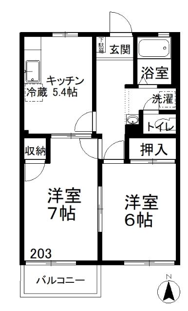 プティメゾンモンテローザ（203） 間取り図画像