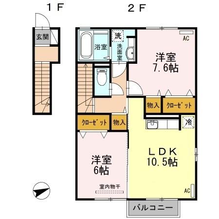 東根市神町北アパート 間取り図画像