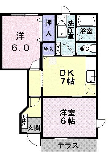 シュガーヒルズＢ（102） 間取り図画像