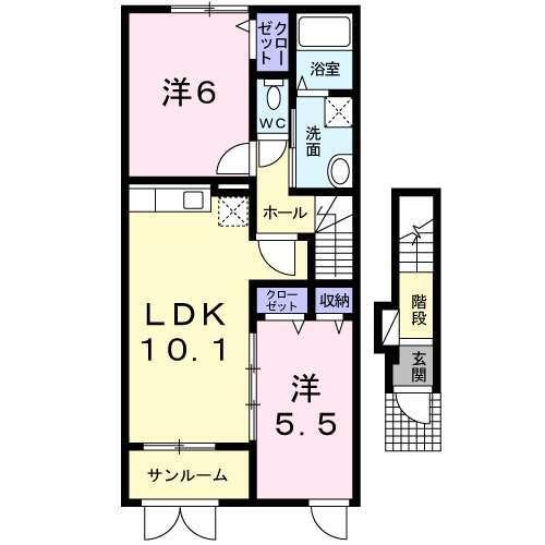 東根市神町中央アパート 間取り図画像