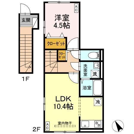天童市桜町アパート 間取り図画像