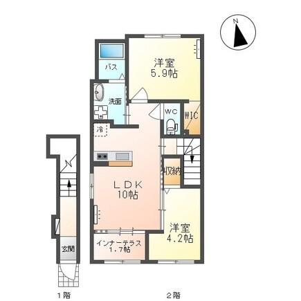 東根市四ツ家アパート 間取り図画像