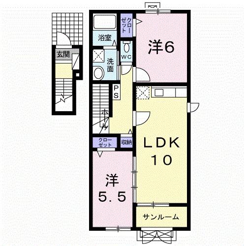 グレンジェルメＢ（201） 間取り図画像