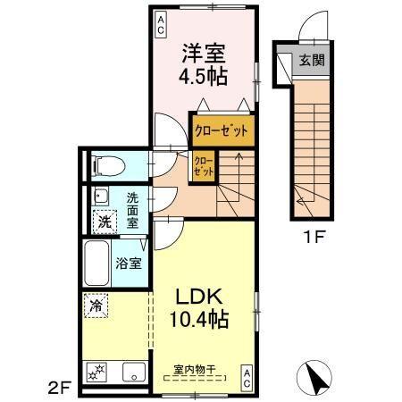 天童市桜町アパート 間取り図画像