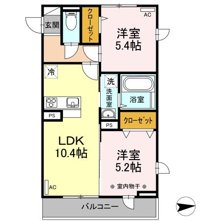 東根市温泉町アパート 間取り図画像
