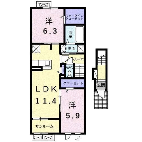 東根市神町北アパート 間取り図画像