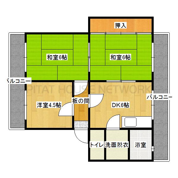 ２面バルコニー