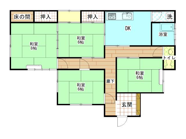 上分町平屋 間取り図画像