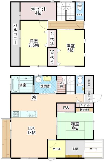中古　上柏　築浅 間取り図画像