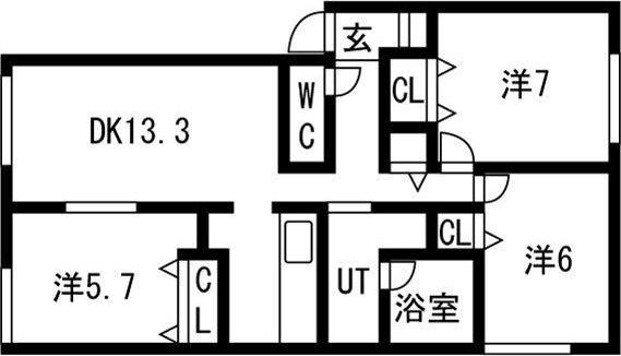 千歳市新富アパート 間取り図画像