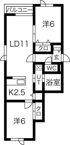 千歳市信濃アパート 間取り図画像