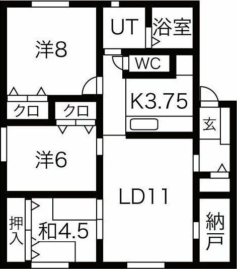 千歳市真々地アパート 間取り図画像