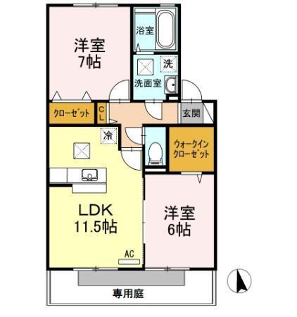 リビングタウン岩国　A棟（A102） 間取り図画像