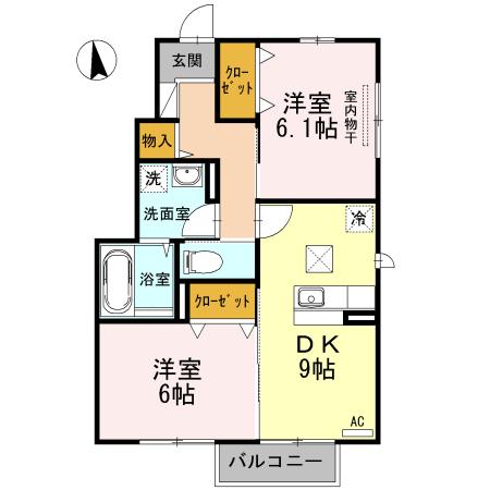 D-room桜　B棟（B101） 間取り図画像