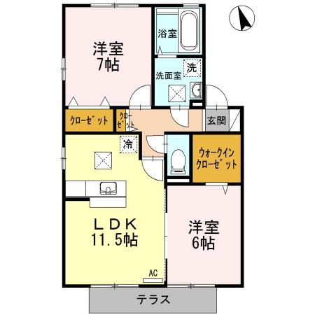 リビングタウン岩国　B棟（B202） 間取り図画像