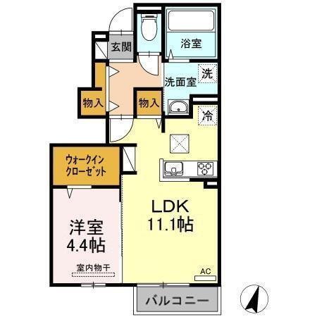 D-roomM　B，C棟　C棟（C101） 間取り図画像