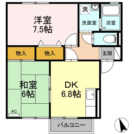 セジュール雅　A棟（A202） 間取り図画像