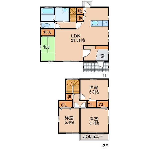 広々としたリビングダイニング。カウンターキッチン間取りや、家具の配置もしやすい間取りですね。