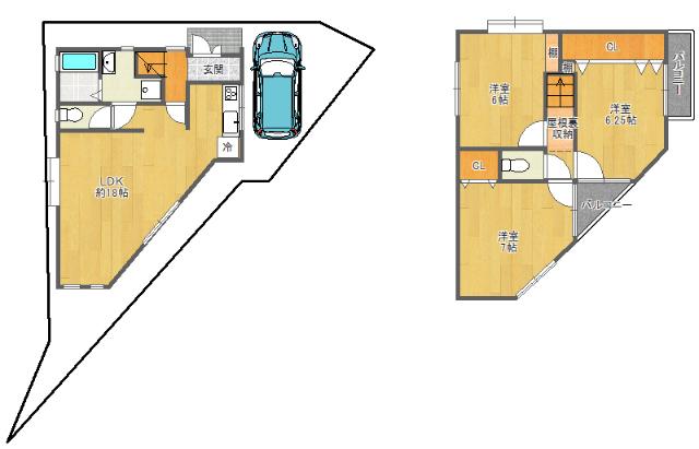 山田東1丁目　中古戸建 間取り図画像