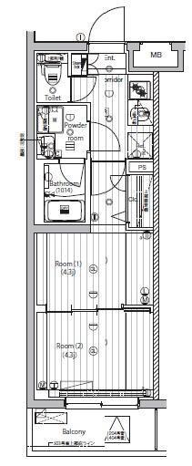 ＰＲＥＭＩＵＭ　ＣＵＢＥ　武蔵新田（304） 間取り図画像