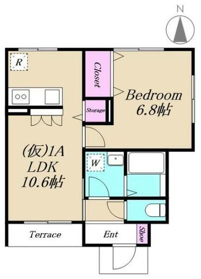 仮）ｘｅｖｏ　Ｊ（１Ａ） 間取り図画像