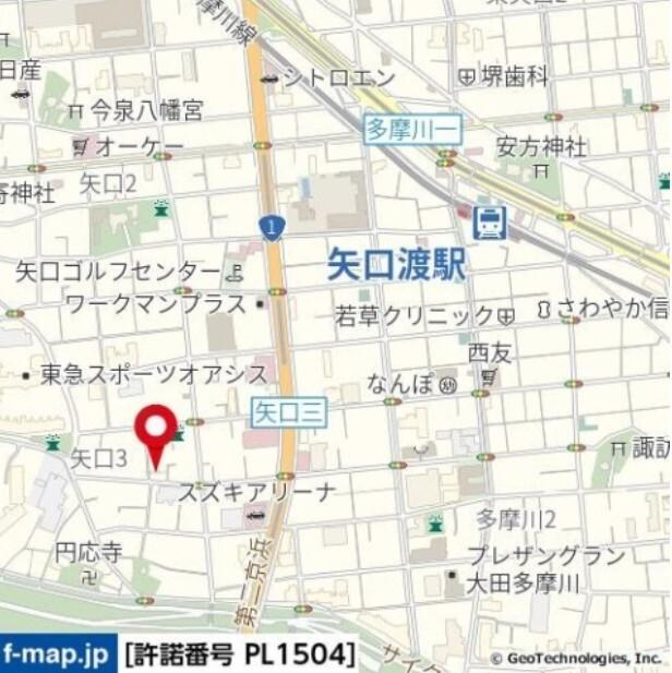 大田区矢口マンション 地形図・案内図