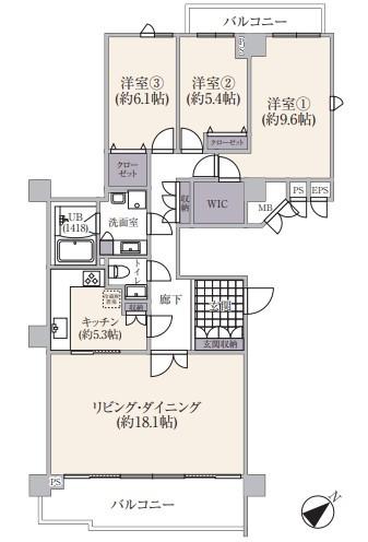 大田区下丸子中古マンション 間取り図画像