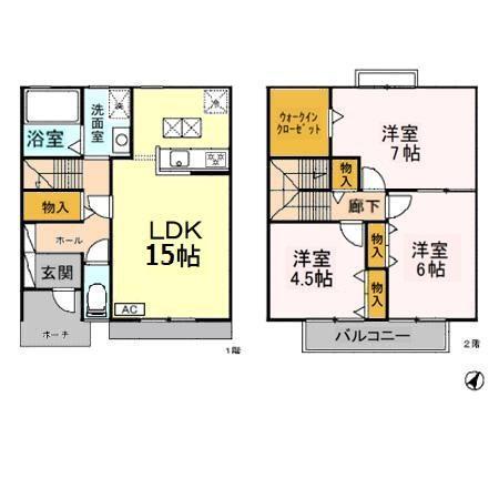 星野テラスハウス　Ⅰ（102） 間取り図画像