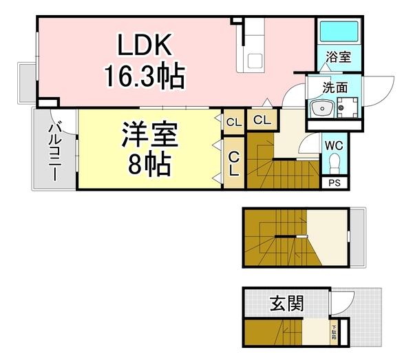 北九州市小倉南区下石田アパート 間取り図画像