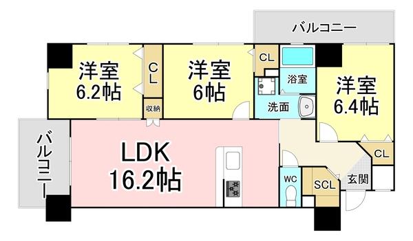 北九州市小倉北区高坊マンション 間取り図画像