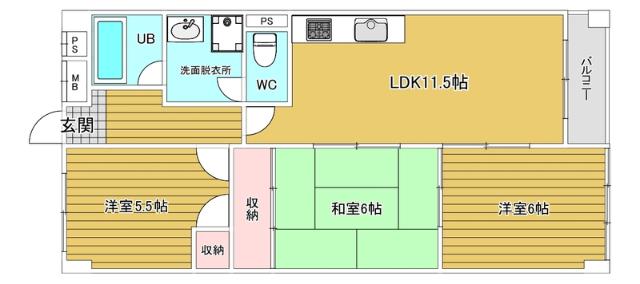博多ニッコーハイツ（702） 間取り図画像