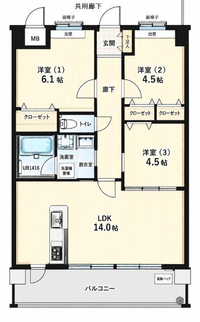 フラワーヒルズⅢ（302） 間取り図画像