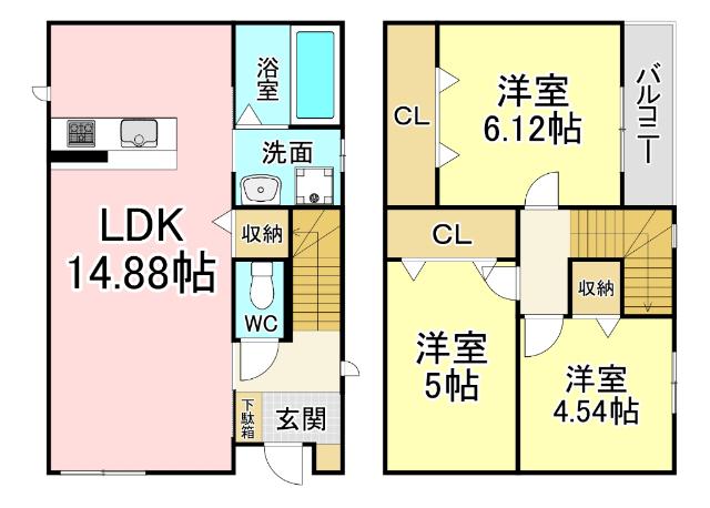 北九州市小倉南区東水町一戸建 間取り図画像