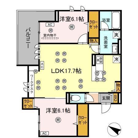 GrandValley 博多（ｸﾞﾗﾝﾊﾞﾚ ﾊｶﾀ）（201） 間取り図画像