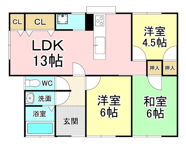 霧ケ丘借家Ｃ 間取り図画像