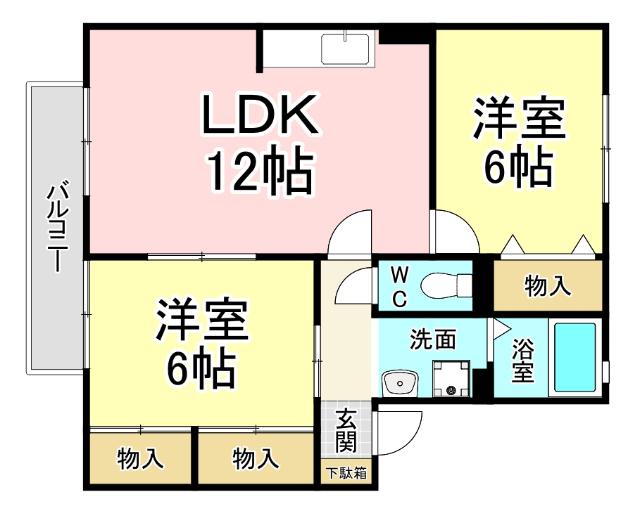 北九州市小倉南区南方アパート 間取り図画像