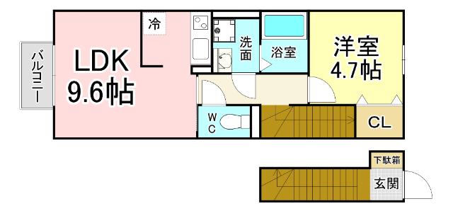 北九州市小倉南区湯川新町アパート 間取り図画像