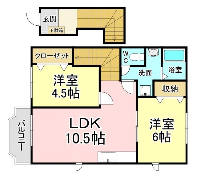 北九州市門司区吉志アパート 間取り図画像