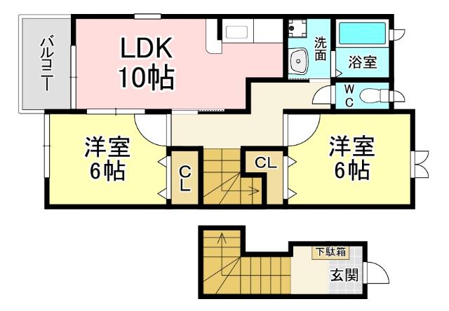 北九州市門司区吉志アパート 間取り図画像
