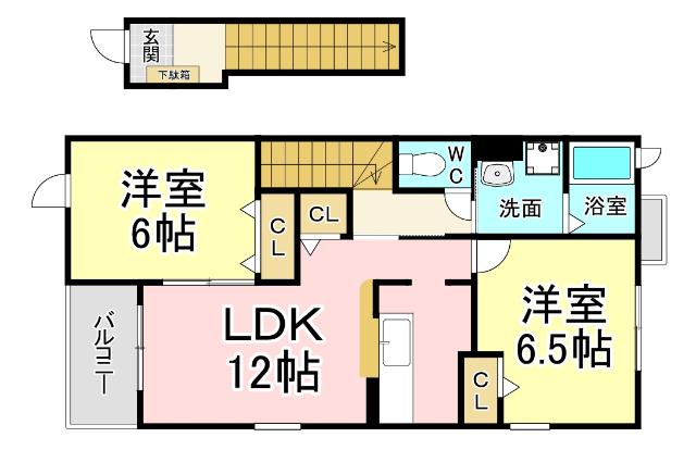 北九州市門司区吉志アパート 間取り図画像