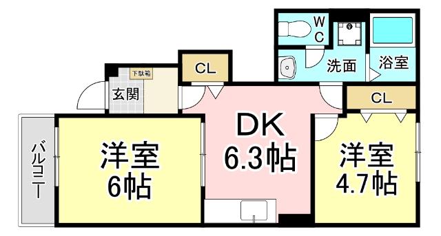 北九州市門司区白野江アパート 間取り図画像