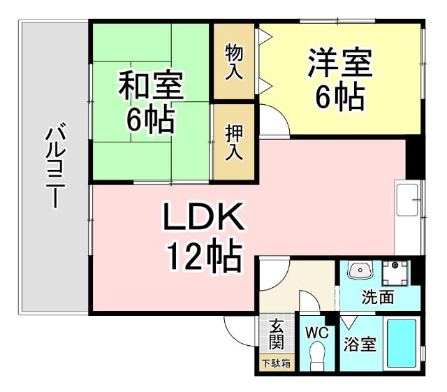 北九州市小倉南区中吉田アパート 間取り図画像