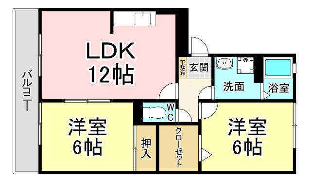 北九州市小倉南区南方アパート 間取り図画像