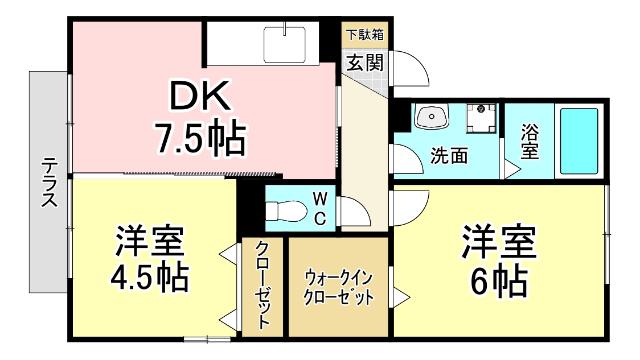 北九州市小倉南区中曽根アパート 間取り図画像