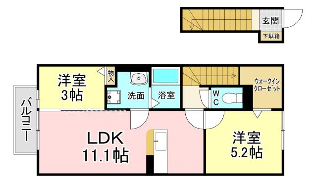 北九州市小倉南区朽網東アパート 間取り図画像