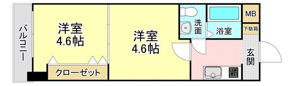 No47.PROJECT２１００小倉駅 間取り図画像