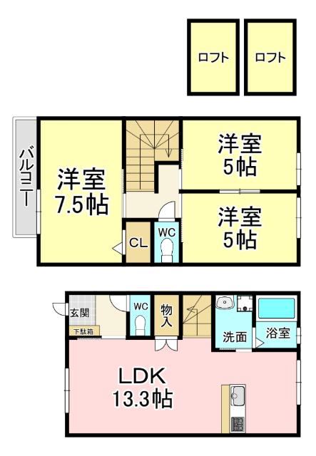 フルーレ南方Ⅱ B棟 間取り図画像